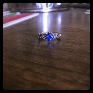 Unique Treble Clef Sapphire Ring - Princess Cut